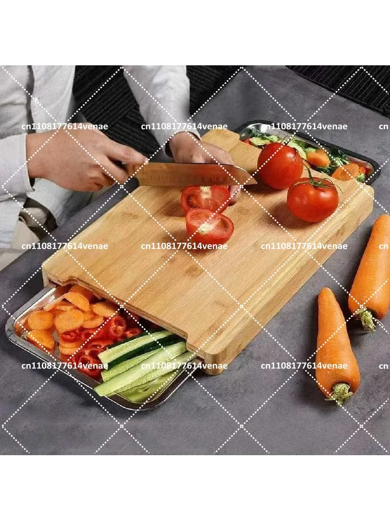 Natural Bamboo Cutting Board with Drawer for Kitchen, Fruit Bread Vegetable Charcuterie Chopping Board