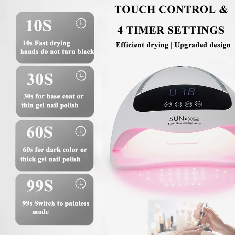 SUN X30MAX 90LED UV Lampada per unghie a LED per l'essiccazione dello smalto gel con display a LED Lampada per manicure professionale Asciugatrice per salone Strumento per uso domestico