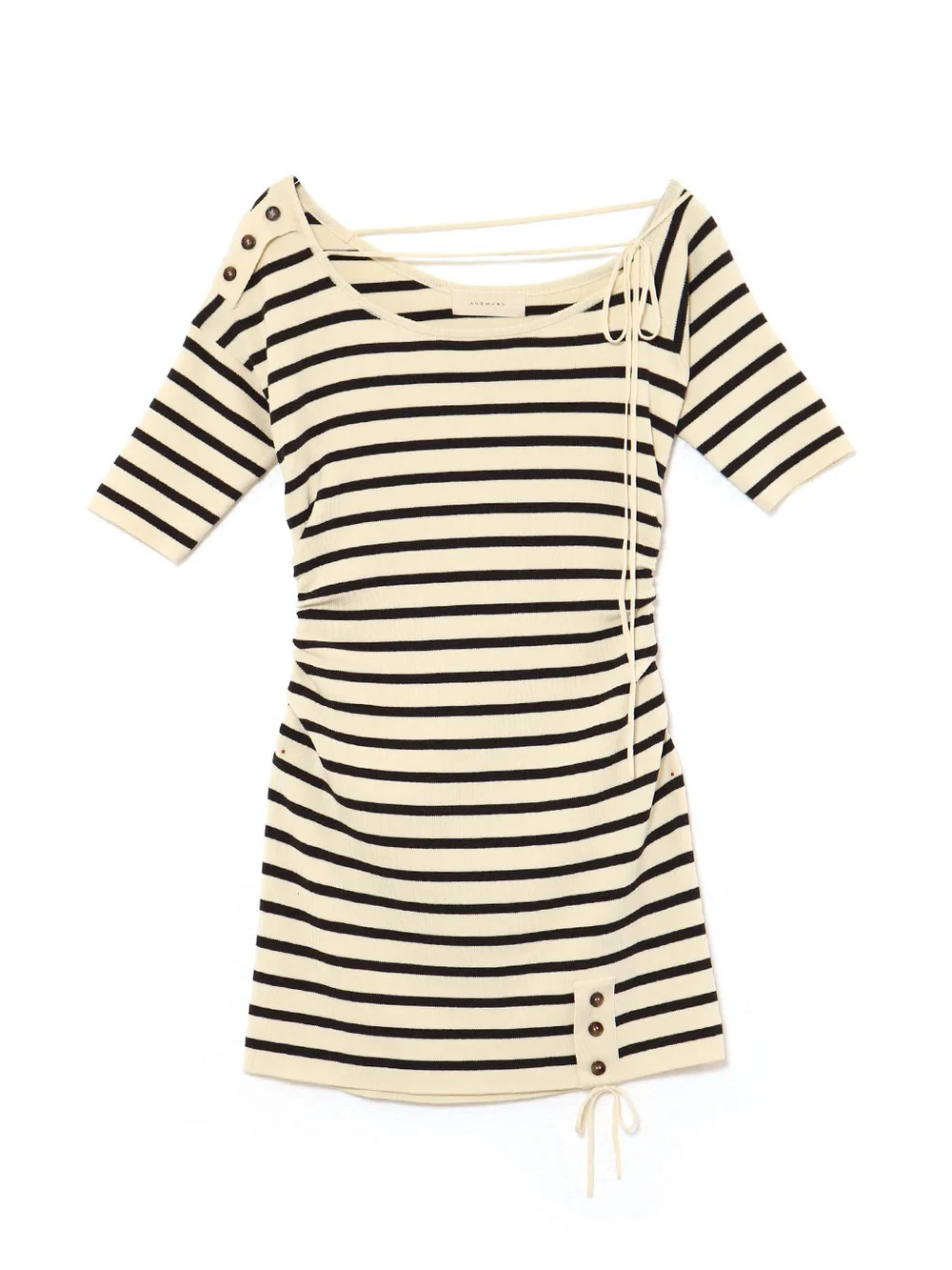 ฤดูร้อนสีดําสีขาว Contrast สีลายครึ่งเสื้อ \ \ \ \ \ \ \ \ \ \ \ \ \ \ \ \ \ Dresses เซ็กซี่ปิดไหล่กลางยาวถักเสื้อยืดด้านล่างชุด