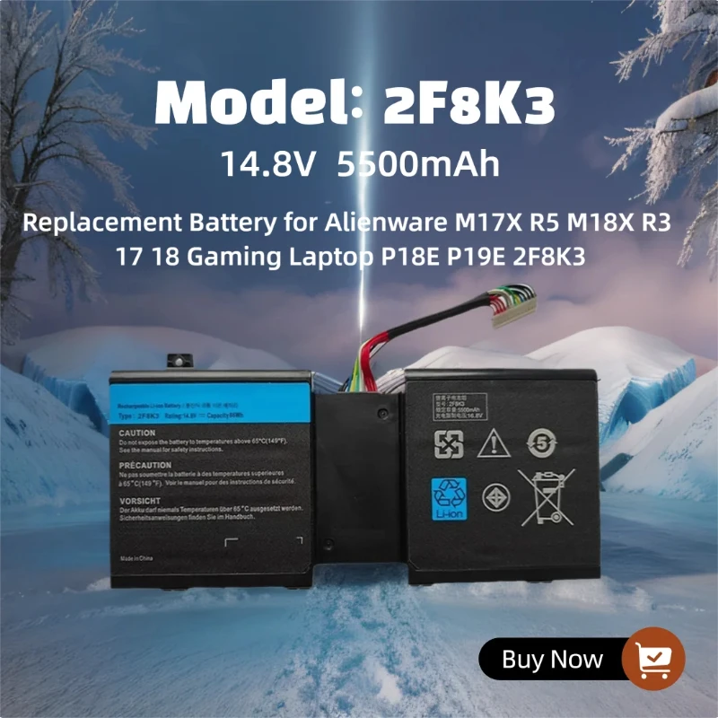 

Сменный аккумулятор для игрового ноутбука Alienware M17X R5 M18X R3 17 18 P18E P19E 2F8K3