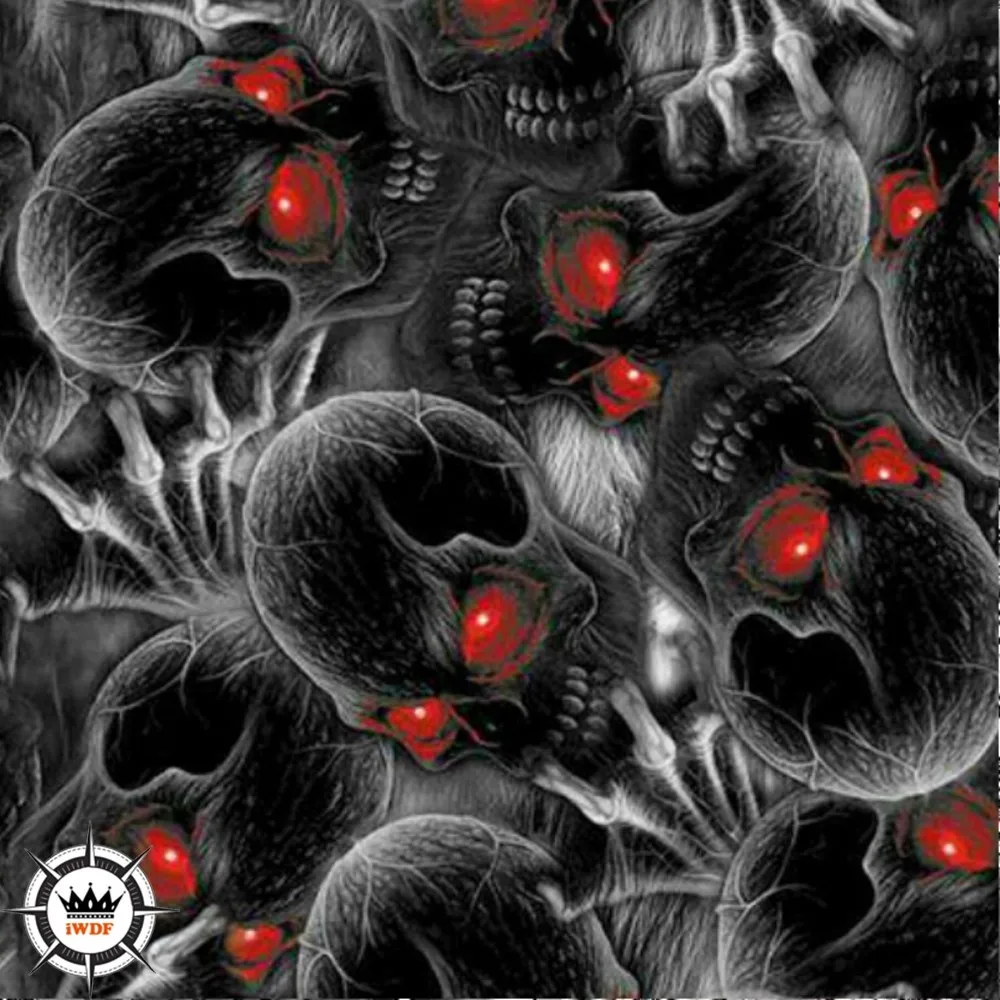 WDF9010-1B 0.5m Width Red Eye Skull  Water Transfer Printing 20m Length Hydrographics Film