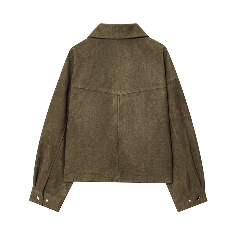 YENKYE 2025 Women Autumn Winter Faux Leather Bomber Jacket Front Zipper Long Sleeve Pockets Streetwear Outerwear Loose Coat