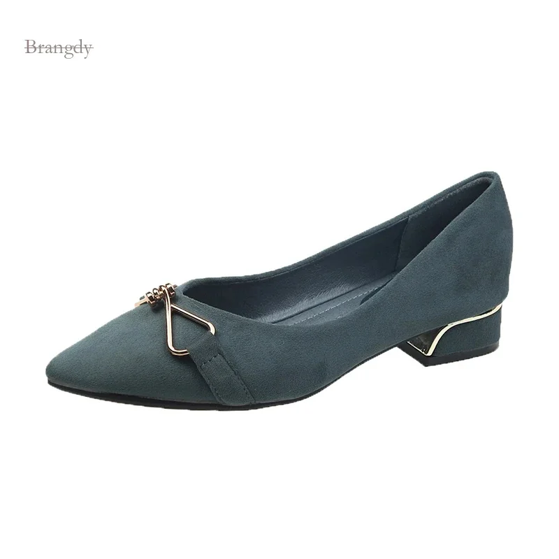 

Atmosphere Thick Pointed Single Shoes New Fairy Evening Wind Gentle Middle Heel Ladies Spring Black High Heels Exquisite