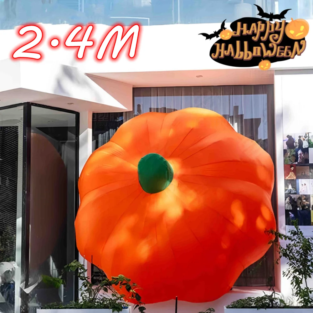 2.4 متر/8FT هالوين المطاطية كبيرة القرع ساحة نموذج المدمج في أضواء LED في الهواء الطلق لحديقة الحديقة عطلة موضوع الزخرفية الدعائم