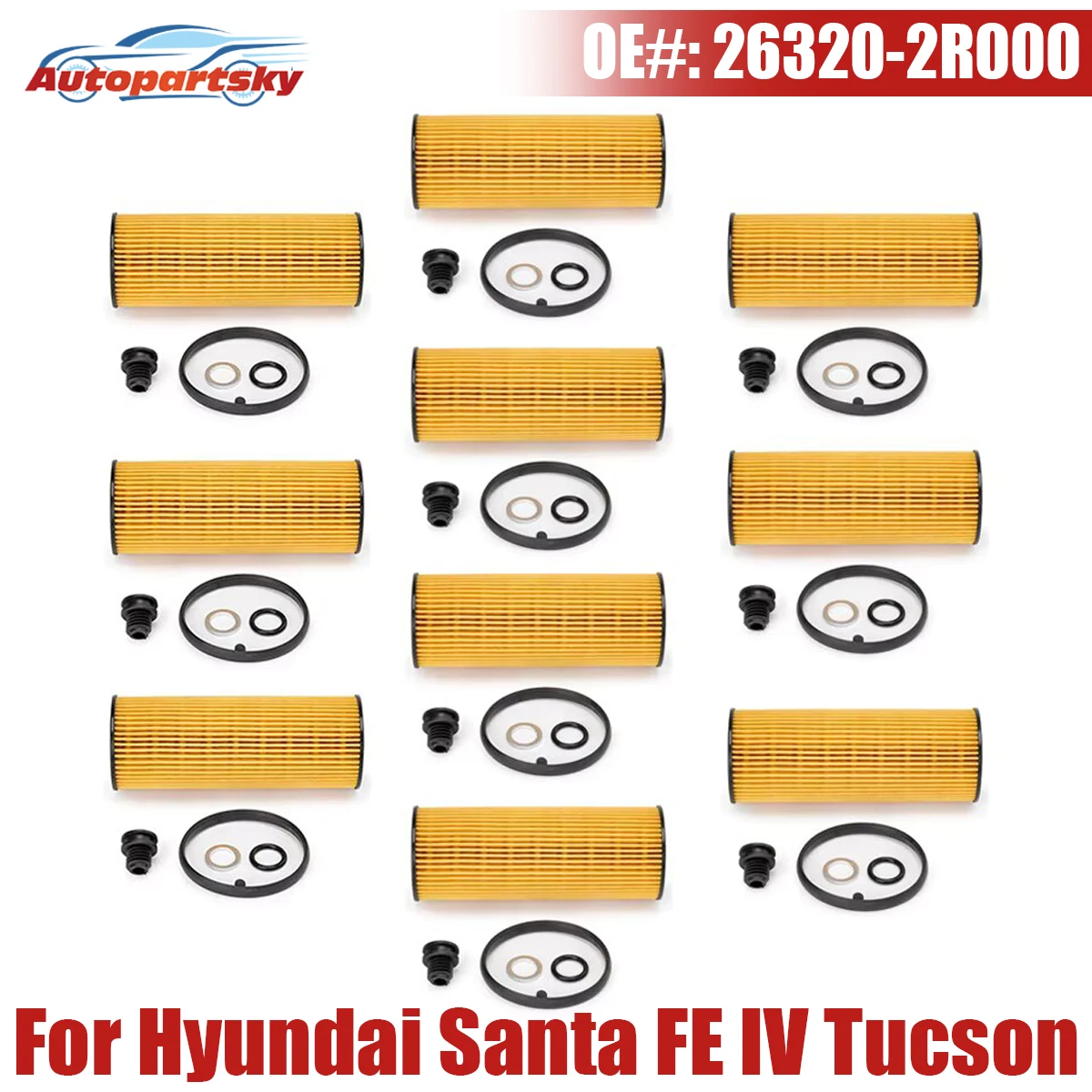 10pcs Engine Repair For Kia Sorento For Hyundai Santa FE IV Tucson NX4 For Genesis GV70 Oil Filters 26320-2R000 263202R000