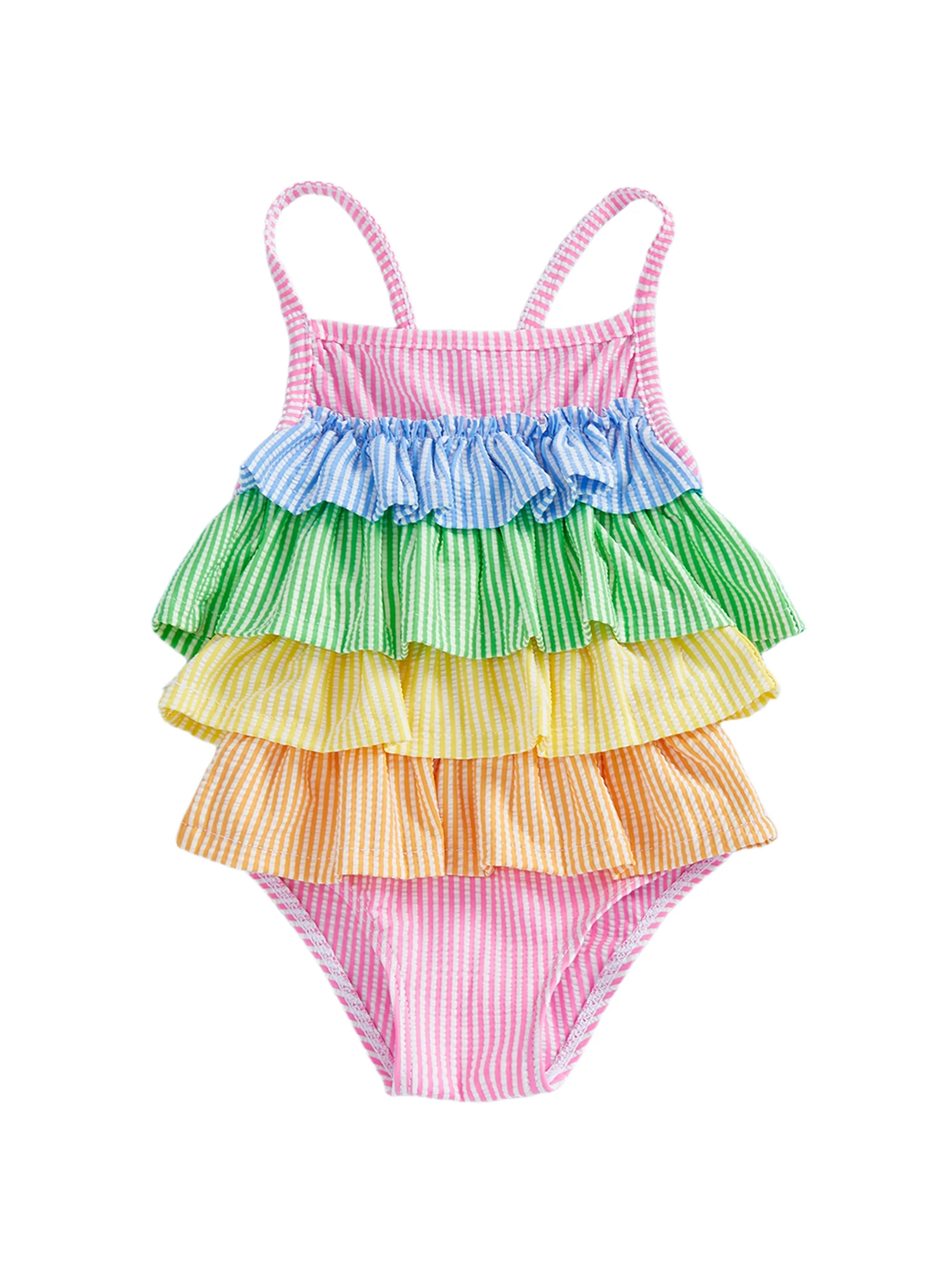 

Многоуровневый комбинезон без рукавов для девочек, купальник с цветочным принтом и бантом, летняя пляжная одежда для детей