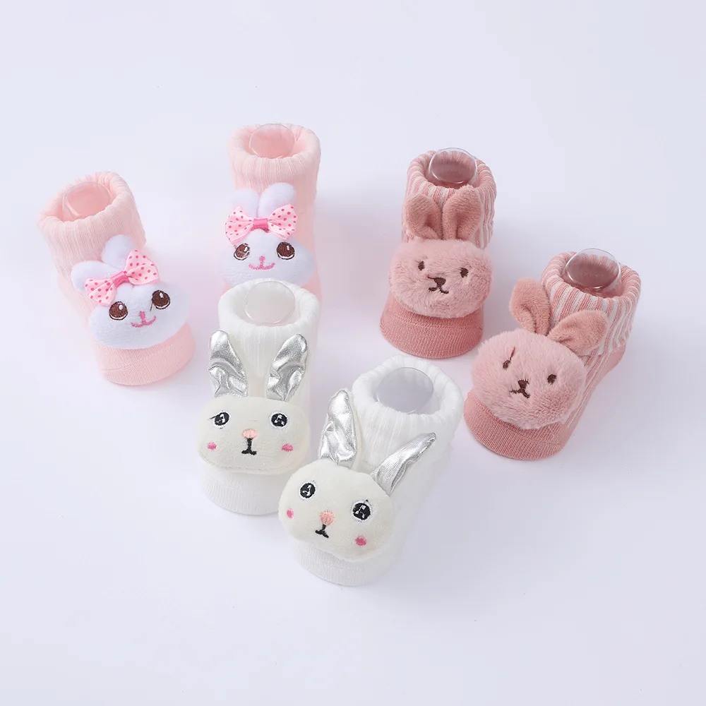 3 Pairs Newborn Baby Socks Cute Cartoon Animal Cotton Floor Socks Infant Thin Socks Comfy Breathable Kids Clothes Accessories