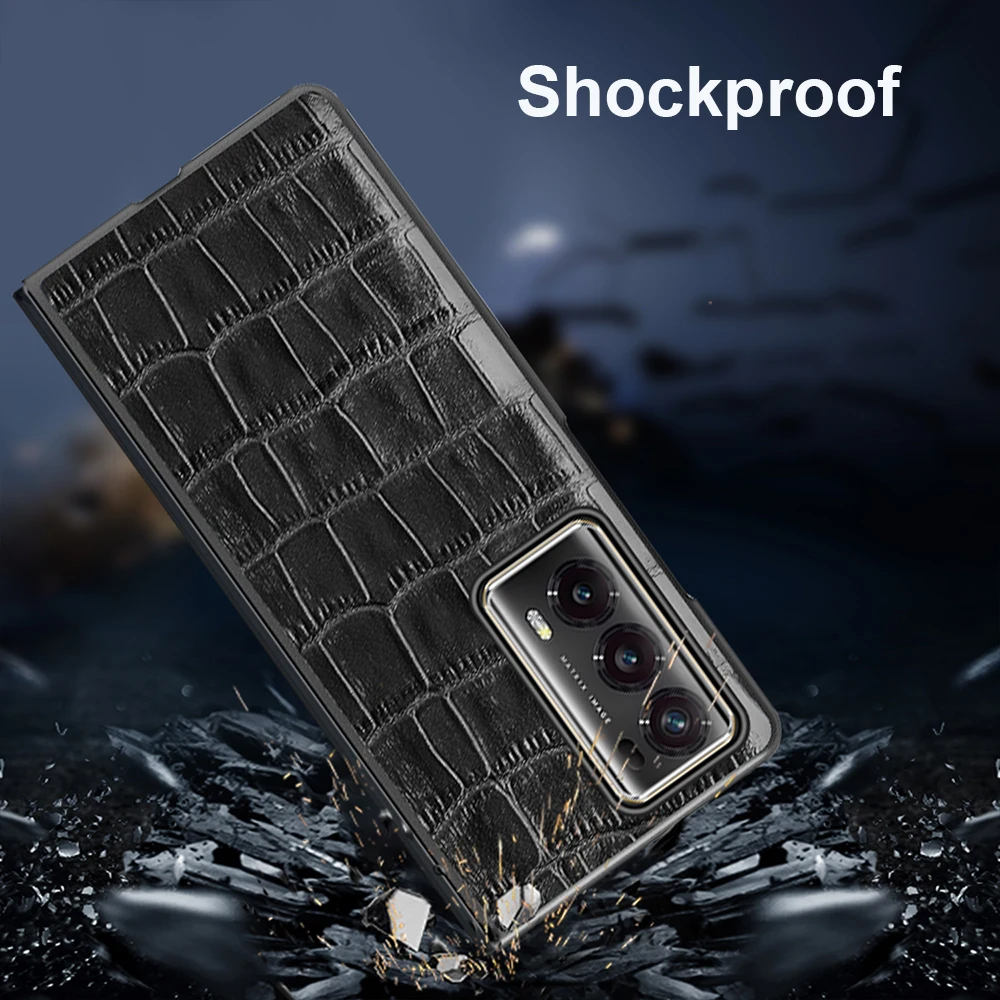 100% Genuine Leather Case for Honor Magic V2 V 2 Phone Case Crocodile pattern Shockproof Cover Camer protect Hard pc Skin Funda