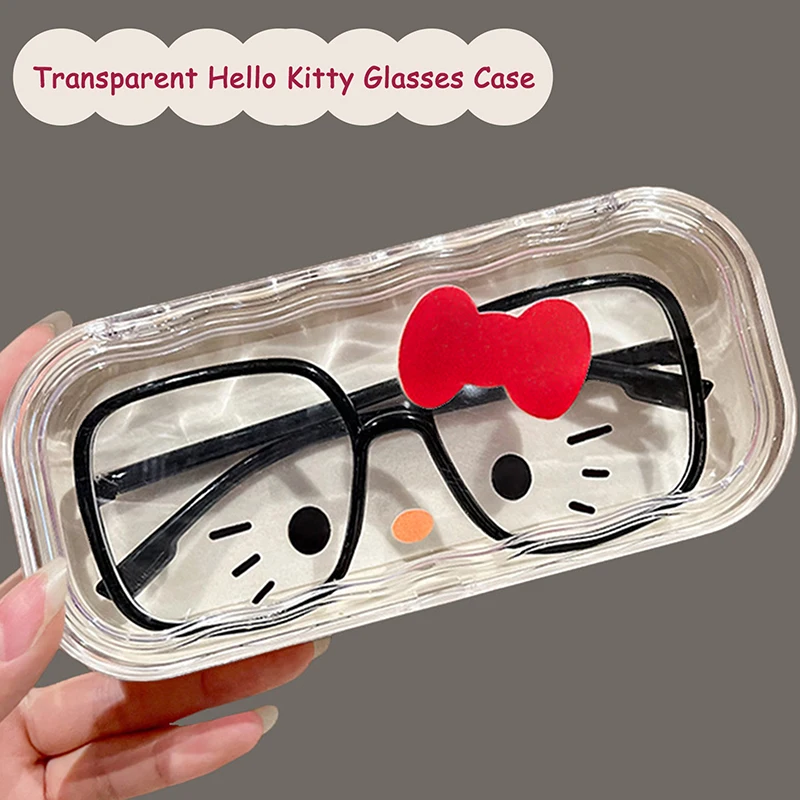 Kawaii Hello Kitty Transparent Glasses Case Sanrio Pochacco Sunglasses Storage Box Travel Portable Girl Gift