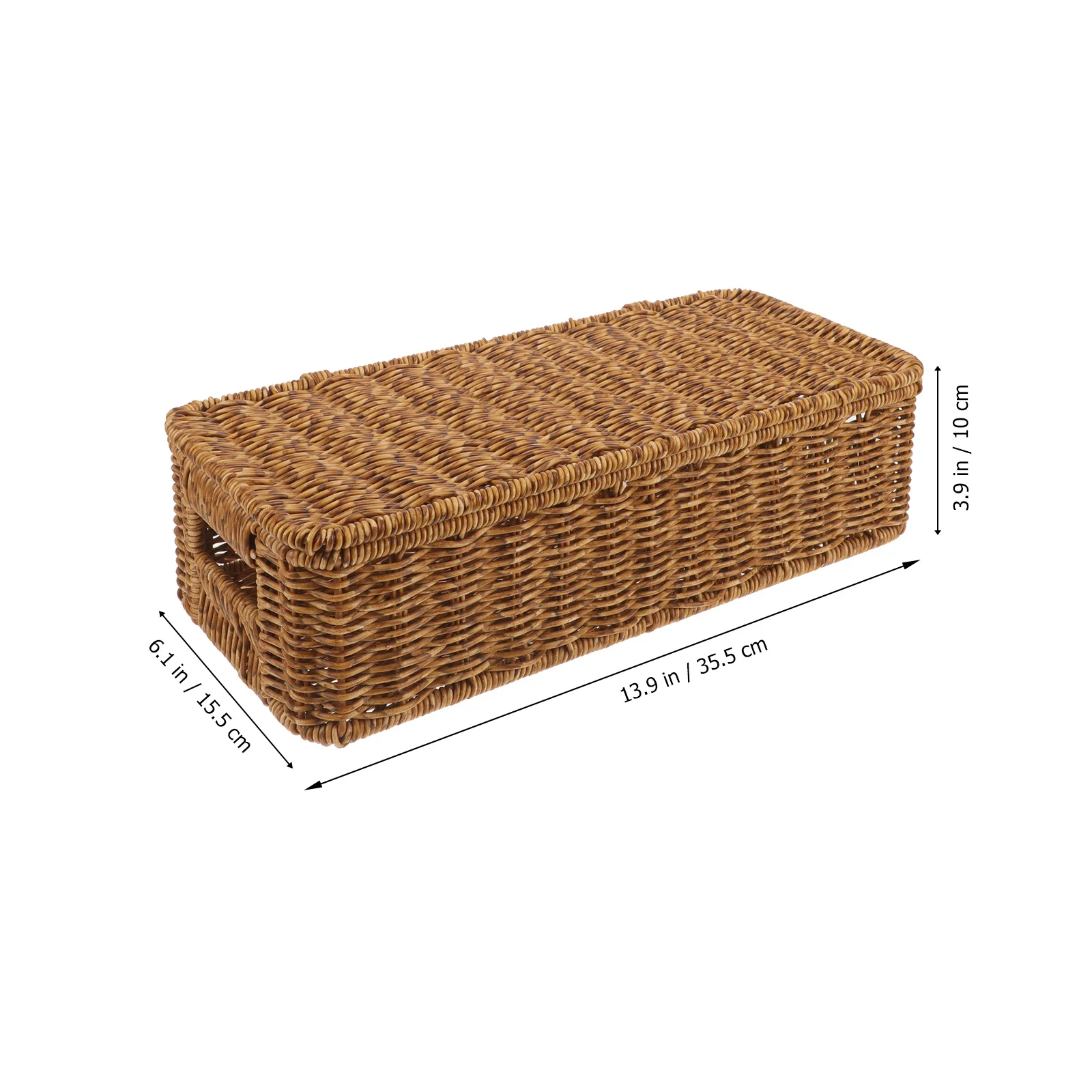 

European Style Storage Box Hand Woven Desktop Organizer Rustic Sundries Container Countertop Basket Household Storage Bin