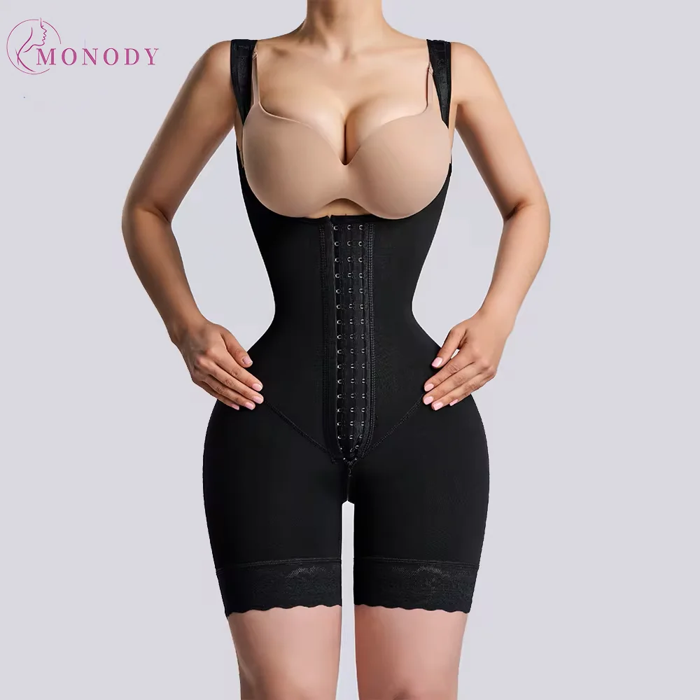 Ampulheta Shapewear Mid-leg Ajustável Gancho e Olho Bodysuit Alta Compressão Faja Colombianas Tummy Control Underwear