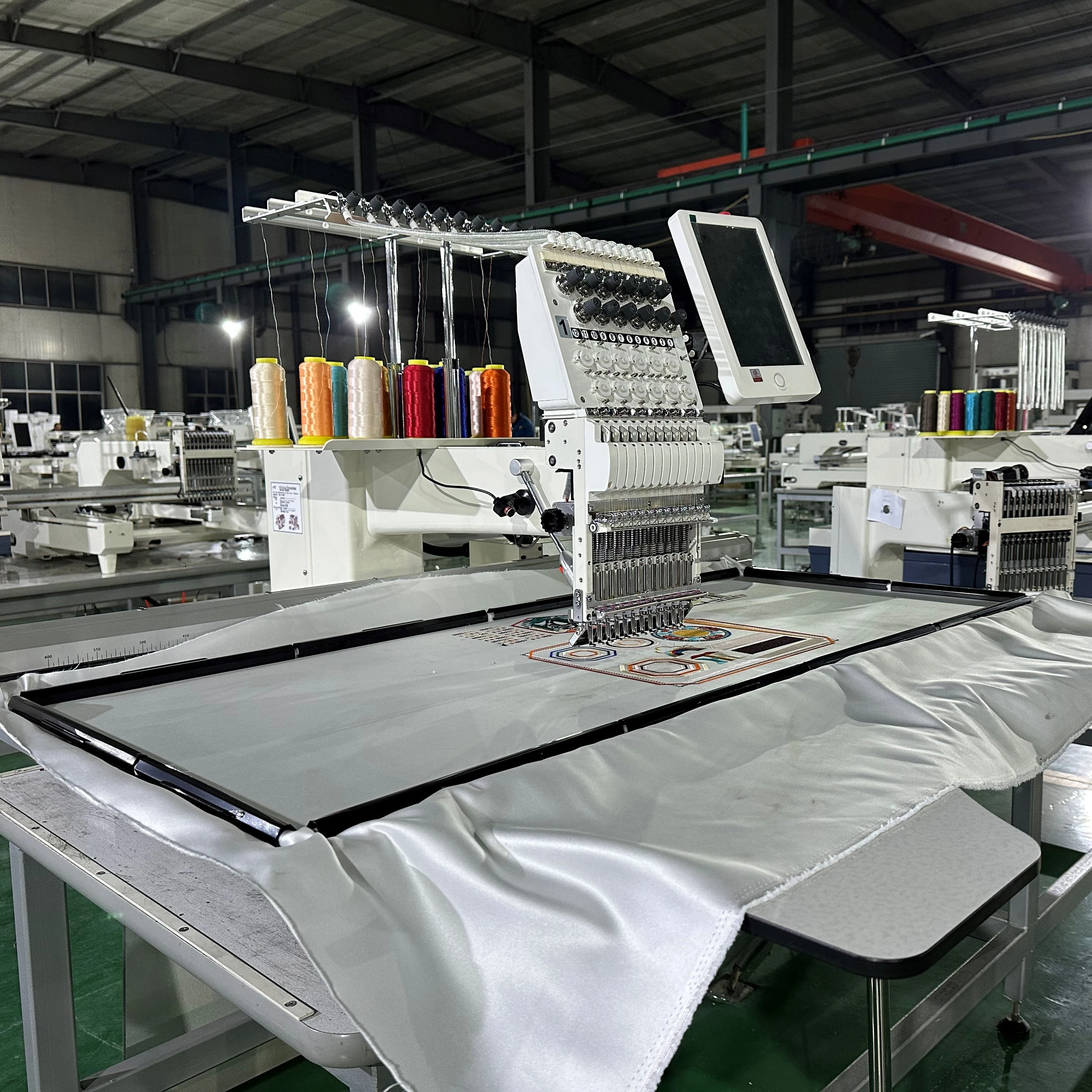 DDP 1200*500 Single Head Home Use Flat Embroidery Machine 12-15 Needles Computerized High Bearings 1200 RPM Speed New Gear Motor