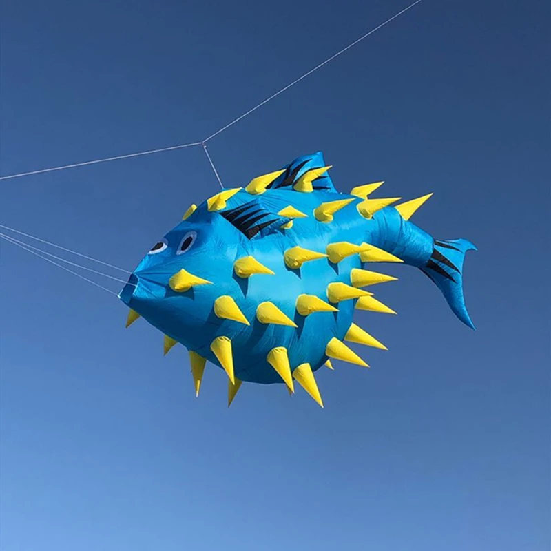 free shipping puffer fish kite flying outdoor toys wind kite for adults kite reel inflatable games parachute kitesurf toy sports