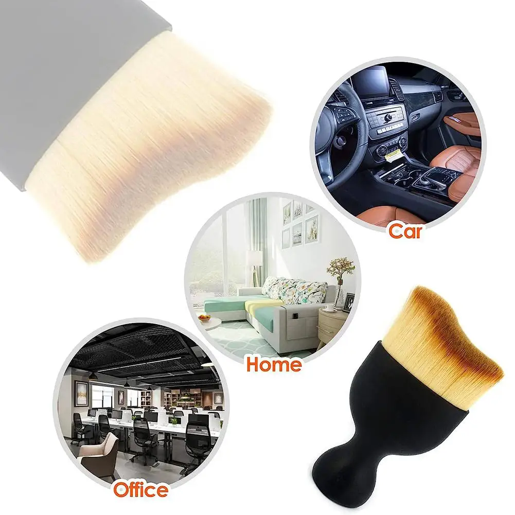 Car Detailing Brushes Auto Interior Soft Hair Brush Curved Design Dust Clean Brushes Collectors For Engine Dashboard