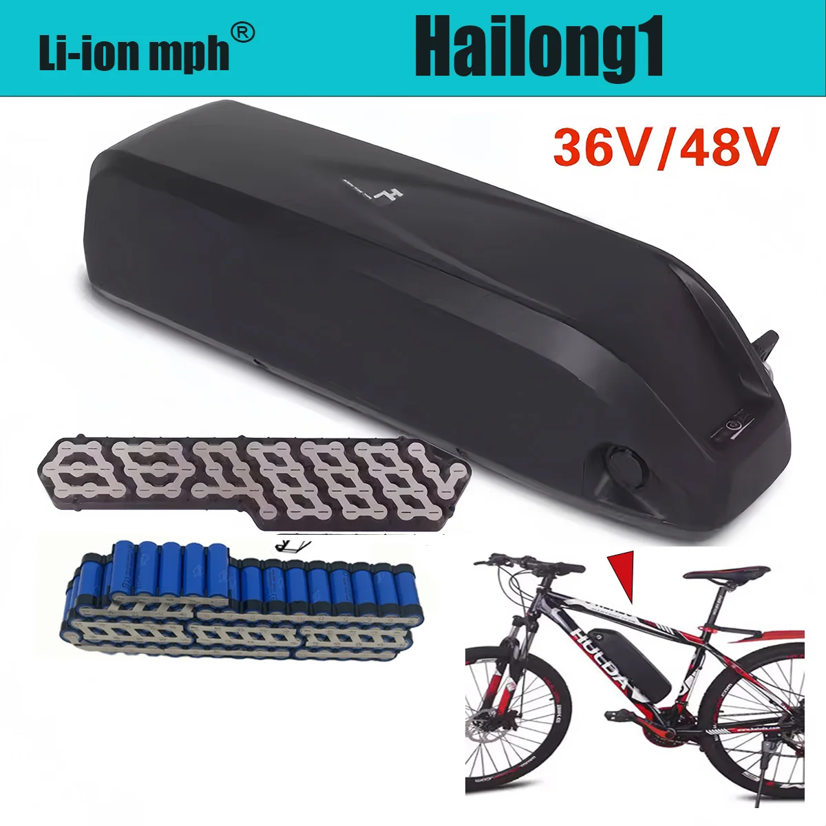 

Original Hailong Battery +charger 1200 cycles 36V 48V For 750W 550W 450W 350W Motor Built in 30A BMS High quality battery cells