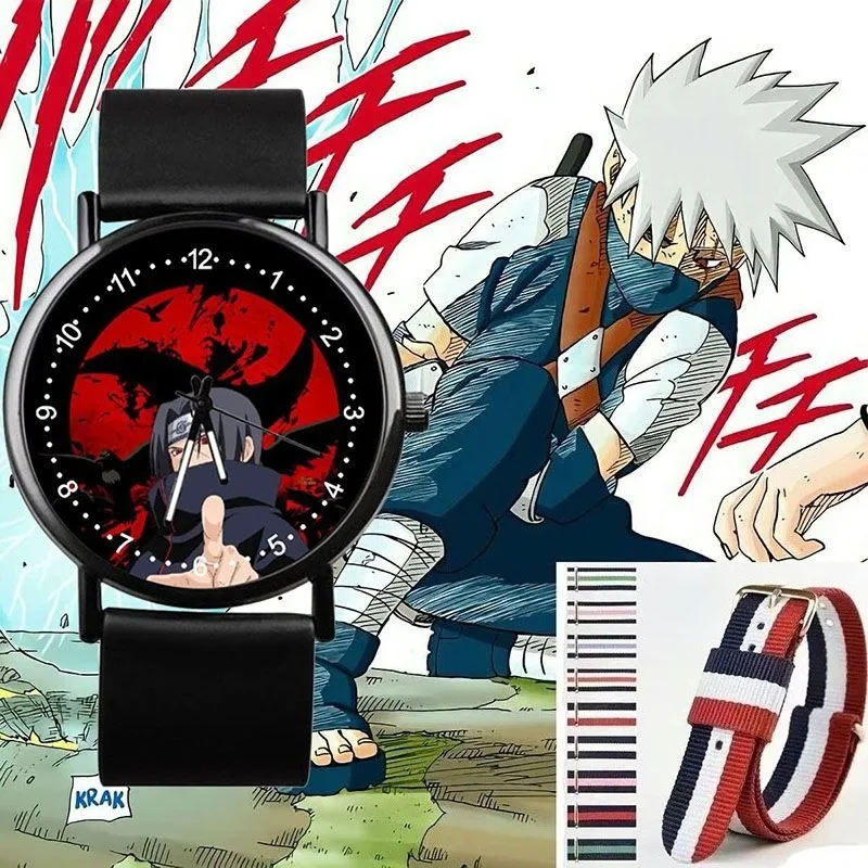 

Naruto Anime Peripheral Creative Pupil Art Writing Eye Wheel Kaleidoscope Casual Watch Student Personalized Watch Festival Gift