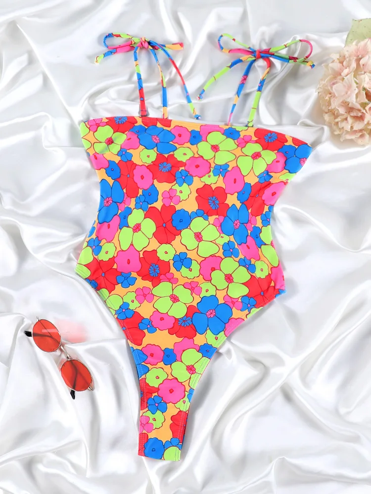 

Купальники Miyouj с высокой талией, с цветочным принтом, женские бикини-стринги, сексуальные купальные костюмы, бандажные купальники для плавания, пляжная летняя одежда
