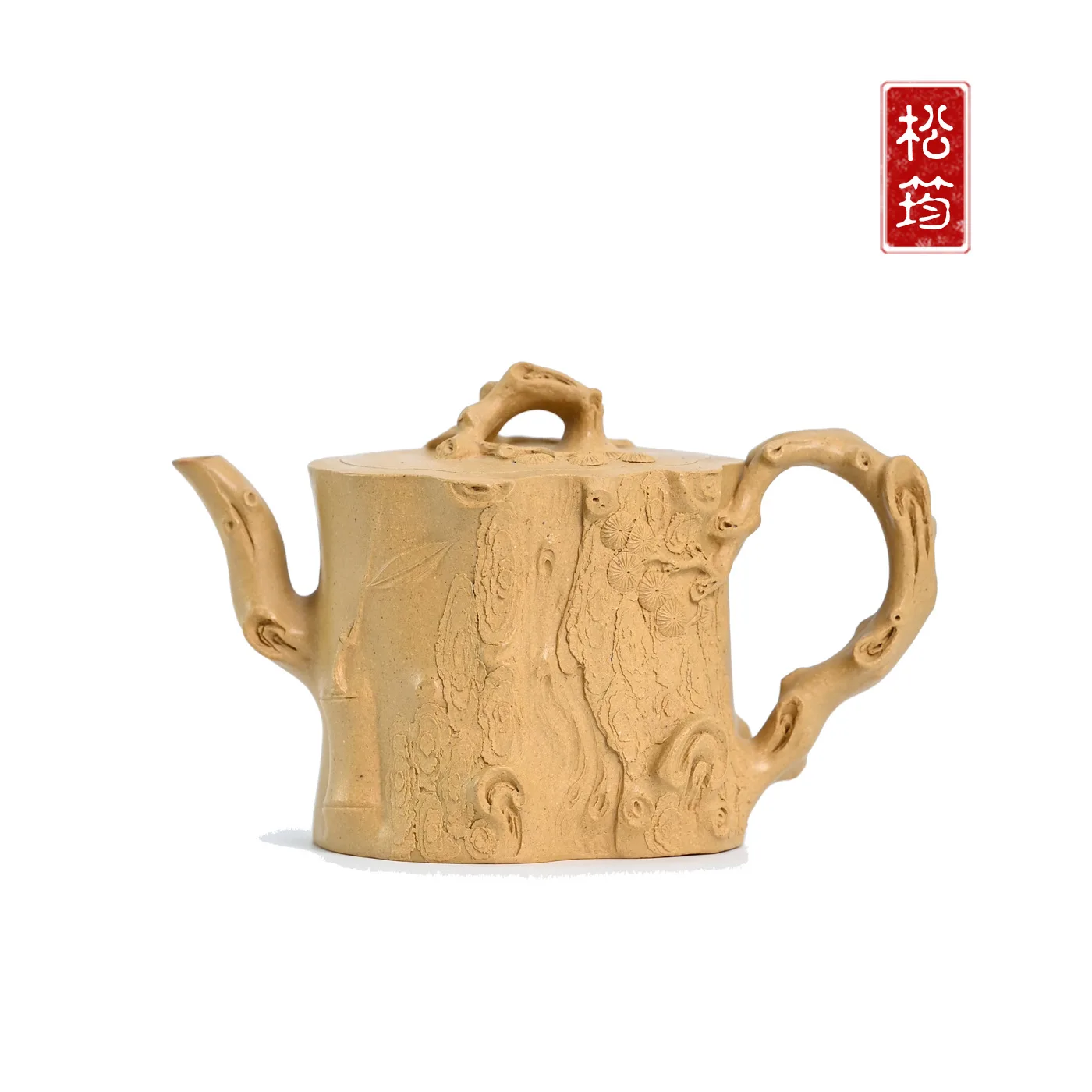 Purely Handcrafted From Natural Clay This Tree Stump Biomimicry Design Is A Traditional Chinese-Style Yixing Zisha Teapot