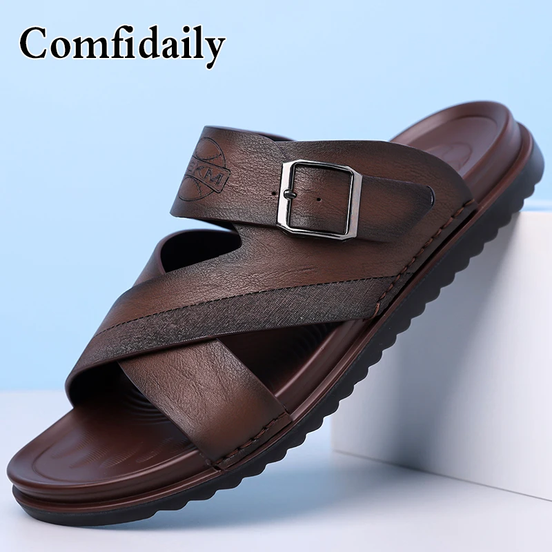 Herren-Sommermode, bequeme Strandpantoffeln, rutschfeste, weiche Unterseite, verschleißfeste Slip-On-Hausschuhe-5311 – Detail 3