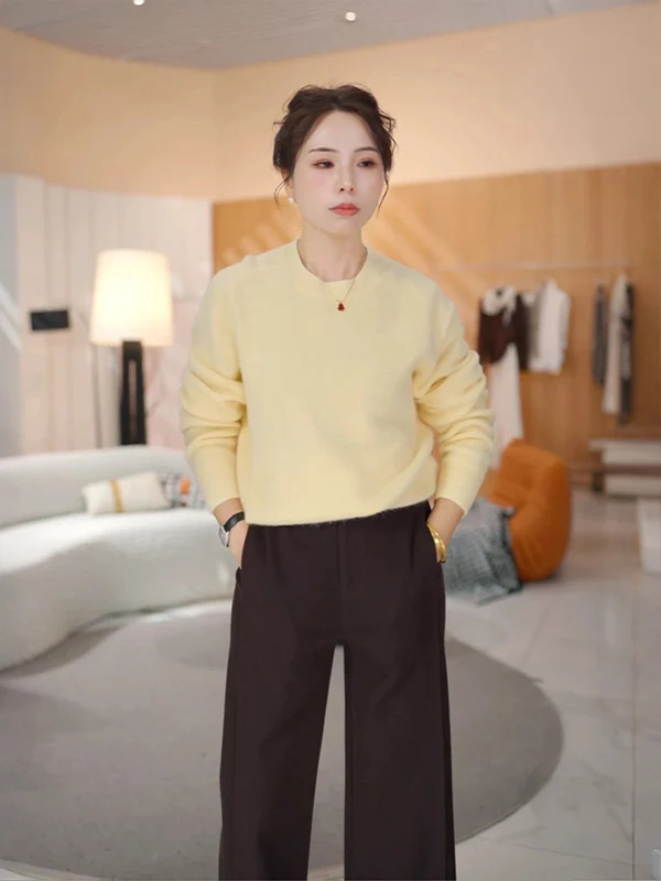 

Мягкий повседневный вязаный свитер для женщин, базовый слой, модный, омолаживающий, весна 2026, Qian Na, женский топ премиум-класса