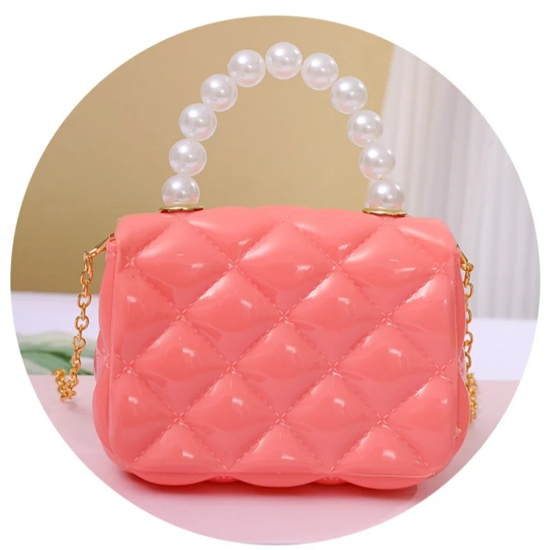 Small Cute Girls Crossbody Bag Exquisite Pearl Jelly Bag Logopinkycolor Fashion Convenient Pink Handbag For Trip Daily Commute