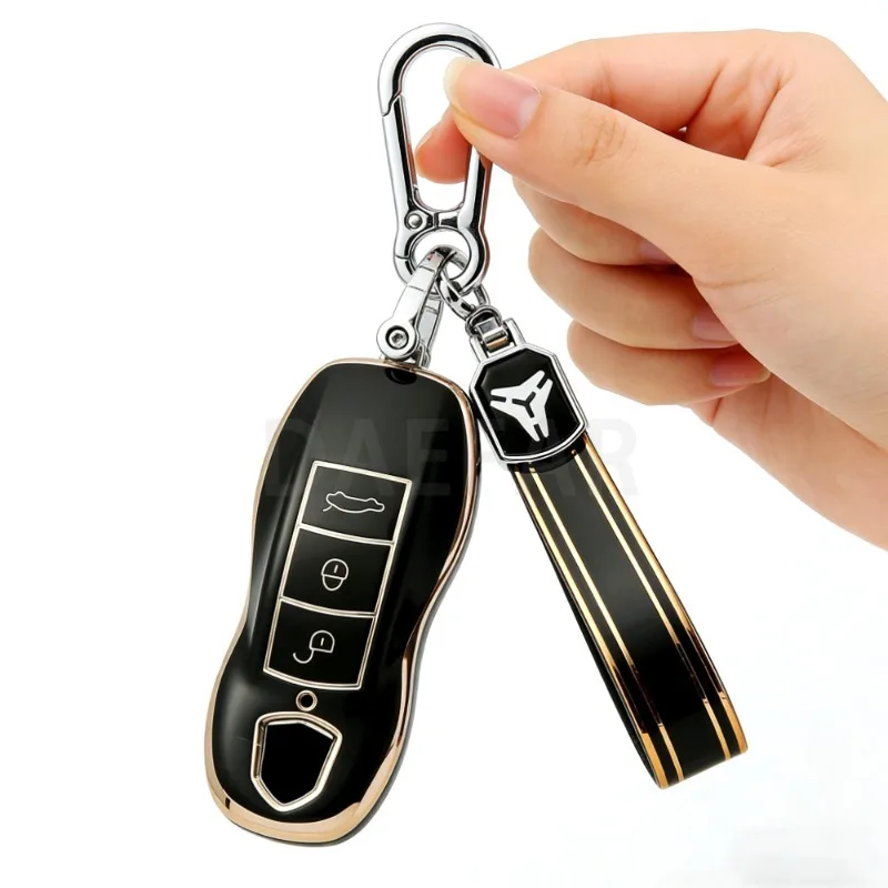 For Porsche 718 Cayenne Panamera 911 Macan Key Case Key Cover Taycan Cayman Boxster TPU Car Key Shell Case Cover Fob Holder