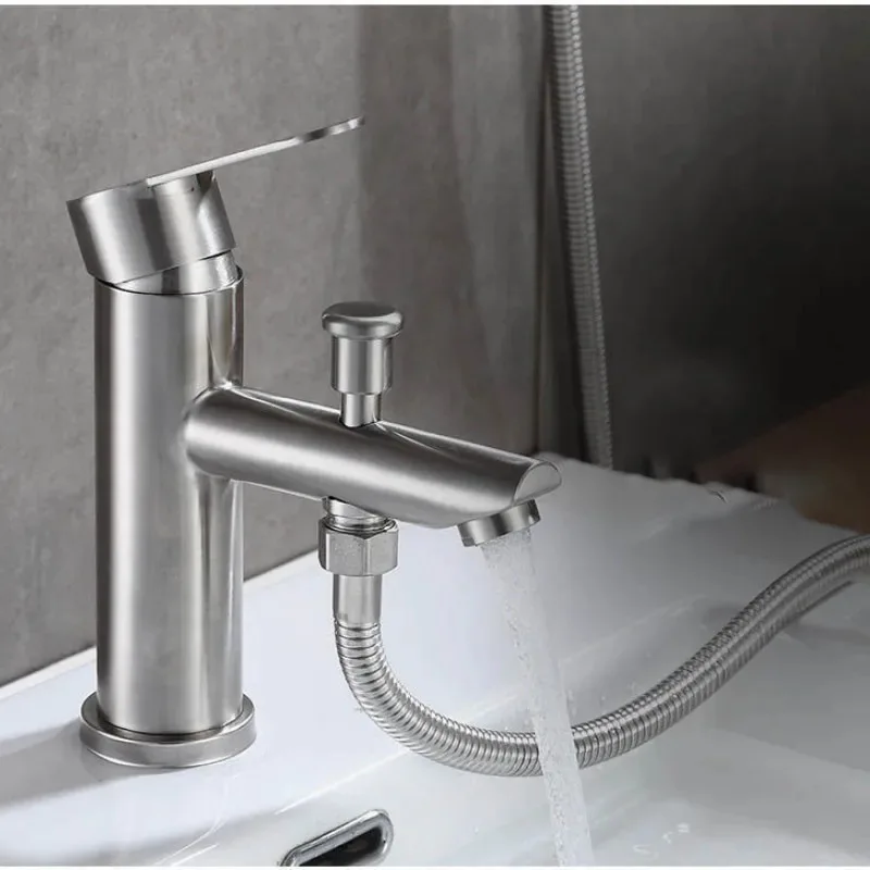 

Stainless Steel Bathroom Mixer Faucet Multifunctional WashBasin Faucets Deck Mounted Household Sink Tap Hot and Cold Water Tap