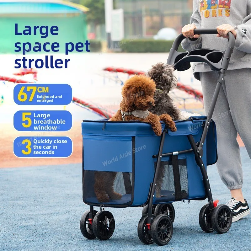 Medium To Large-sized Dog Pet Cart Dog Cat Teddy Baby Stroller for Outdoor Use Small Pet Cart Lightweight and Foldable