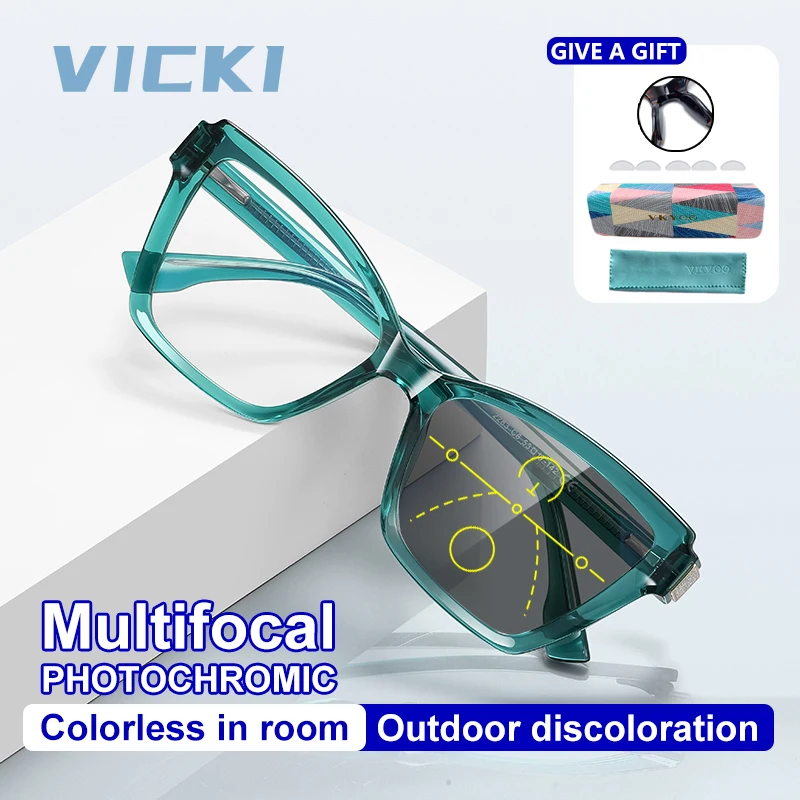 

VICKI Lady Очки в стиле кошачий глаз, линзы с защитой от синего света, индивидуальная настройка по рецепту, мультифокальные, фотохромные PFD2283