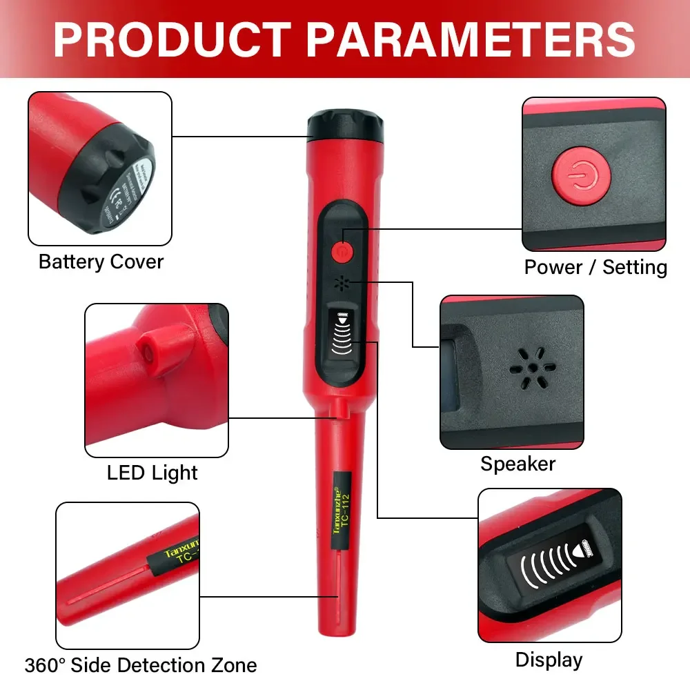 Puntatore per metal detector sotterraneo portatile con asta di posizionamento professionale Rilevatore di sicurezza ad alta sensibilità impermeabile portatile
