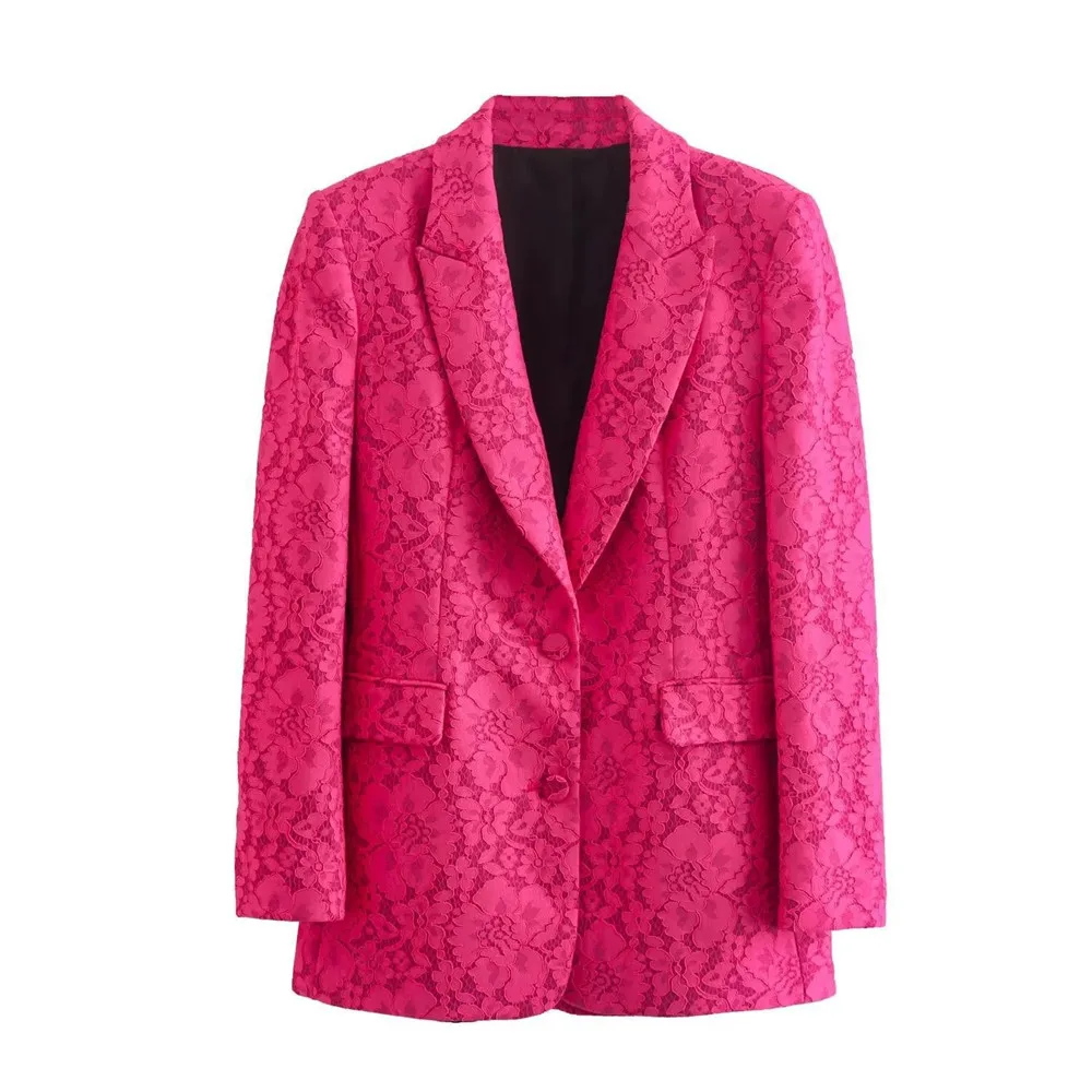 Autumn New Women Lace Slim Blazer Lapel Long Sleeve Suit Jacket Fashion Tide Female Clothes Y612