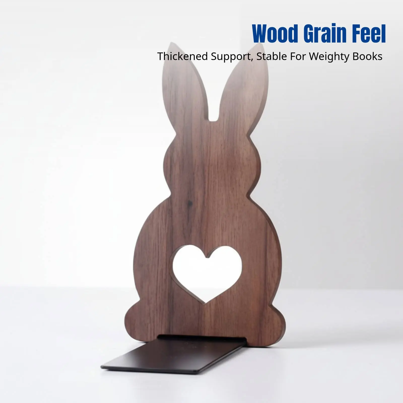 

Hardwood Bookend, Creative Thick Desktop Book Holder, Minimalist Hare Design, Student Organizer, Home Office Storage