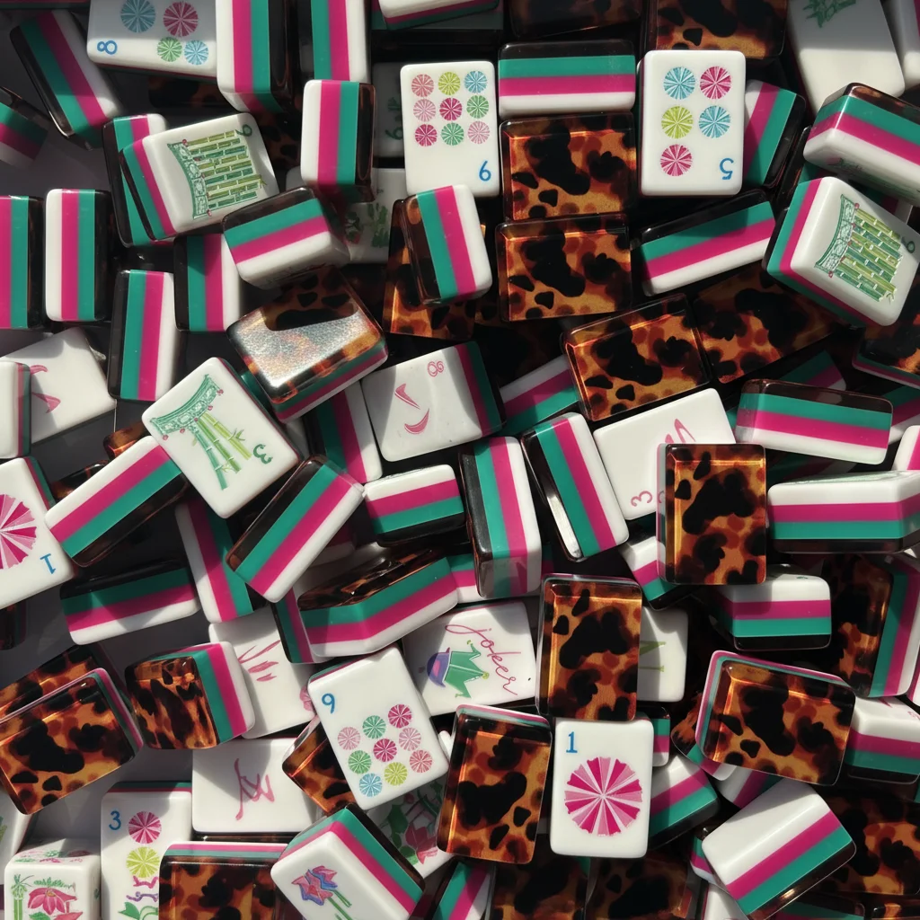 Hot Sale 179 Four Layer 160 Acrylic Tiles Leopard and Turtle Print Design American Mahjong Set Mahjong Tiles for Game Nights