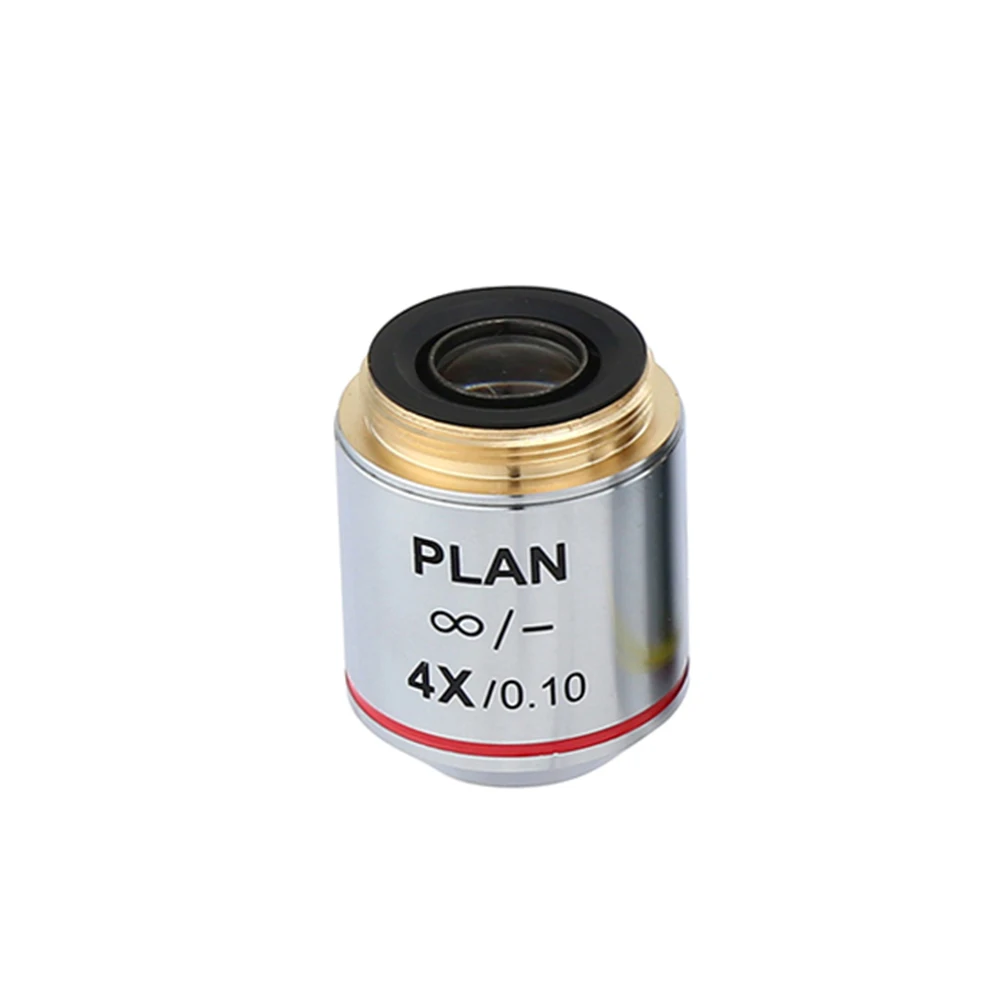 Silver Biological Microscope 4X 10X 20X 40X 100X Infinity Plan Objective Lens RMS Thread For Olympus Microscope