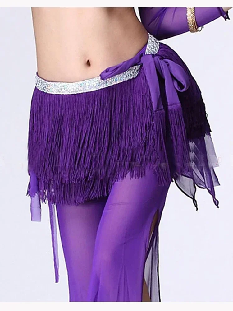 Women Sequin Tassel Dance Hip Scarf Indian Belly Dancing Hip Skirt Costumes Belt Hip Wraps Scarf