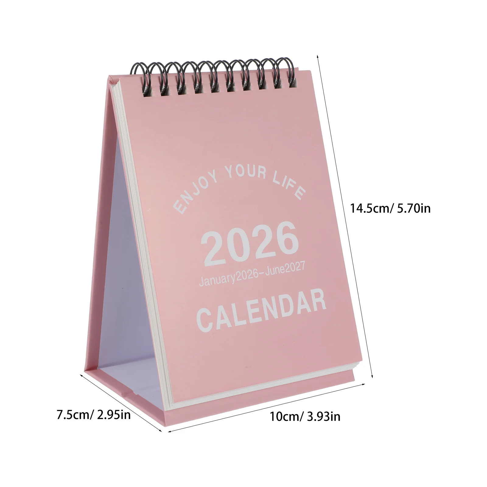 2026 Mini Desktop Calendar 2026 Compact Standing Flip Table Easel Calendar For Office Home School Pink Smooth Writing Surface