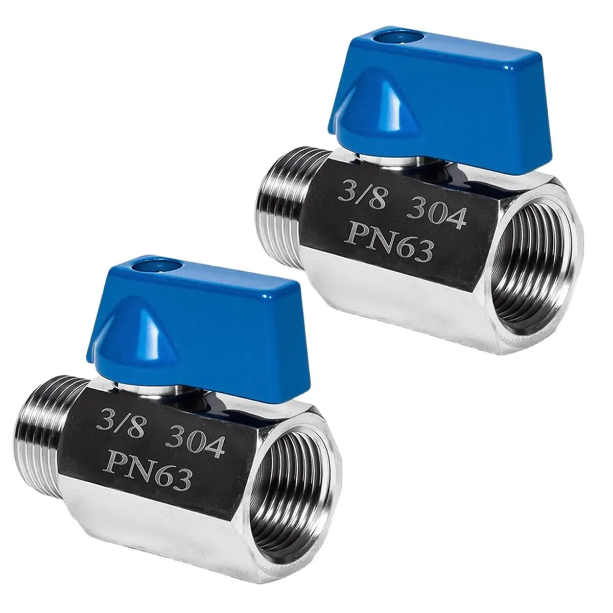 Budget-Friendly-2-Pack 3/8 Inch Mini Ball Valve - 304 Stainless Steel NPT Female X Male Thread for Compact Spaces
