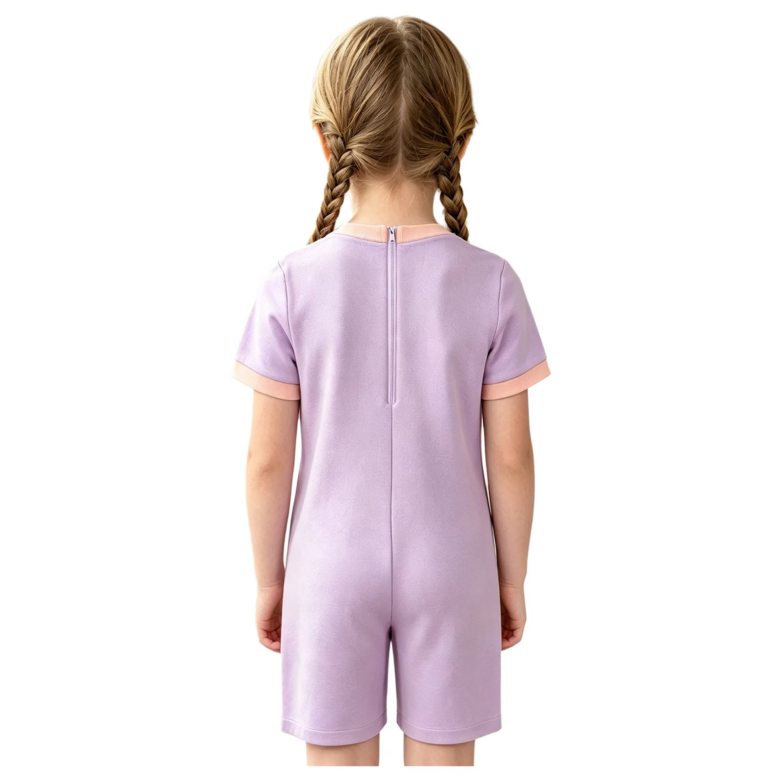 Kids Boys Girls Special Needs Adaptive Clothing Short Sleeve Bodysuit Press Buttons Jumpsuit with Front Pocket And Back Zipper