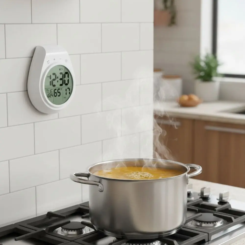 Waterproof Digital Shower Clock Anti Fog LCD Display Bathroom Timer Temperature and Date Display 12/24 Hour Format