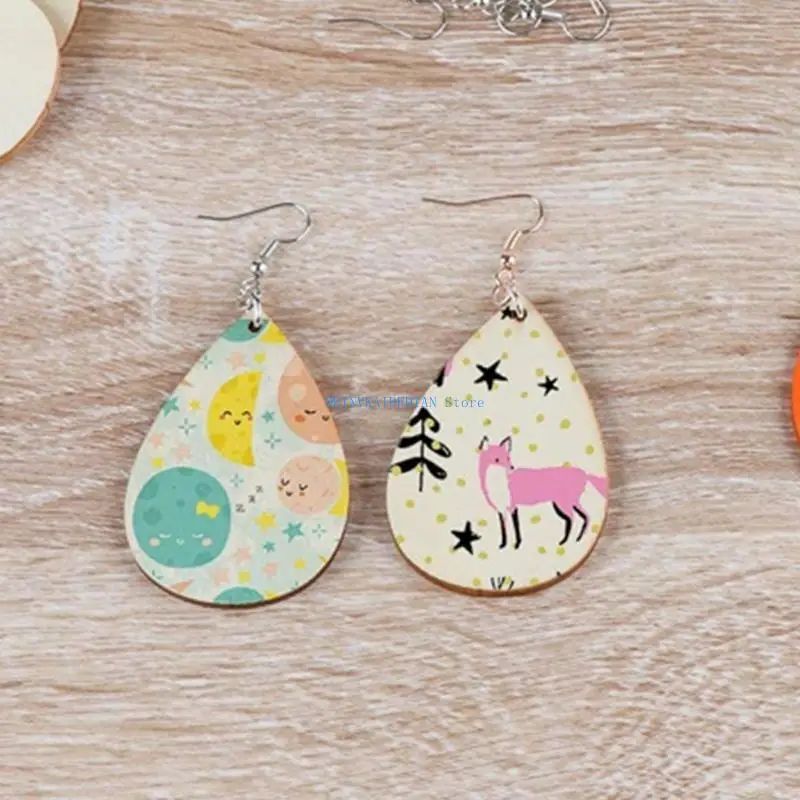 

C1FE 70 Pcs/Set Unfinished Wooden Jewelry Earrings Blanks with Ear Hooks Opening Ring