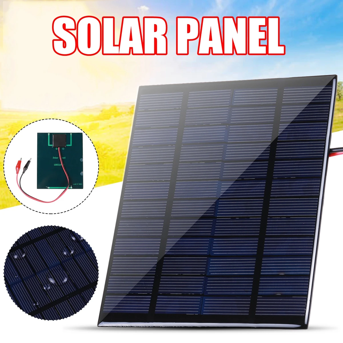 Solar Panel 12V Polycrystalline Silicon Solar Cell DIY Cable Waterproof Outdoor Rechargeable Power System For Outdoor Camping