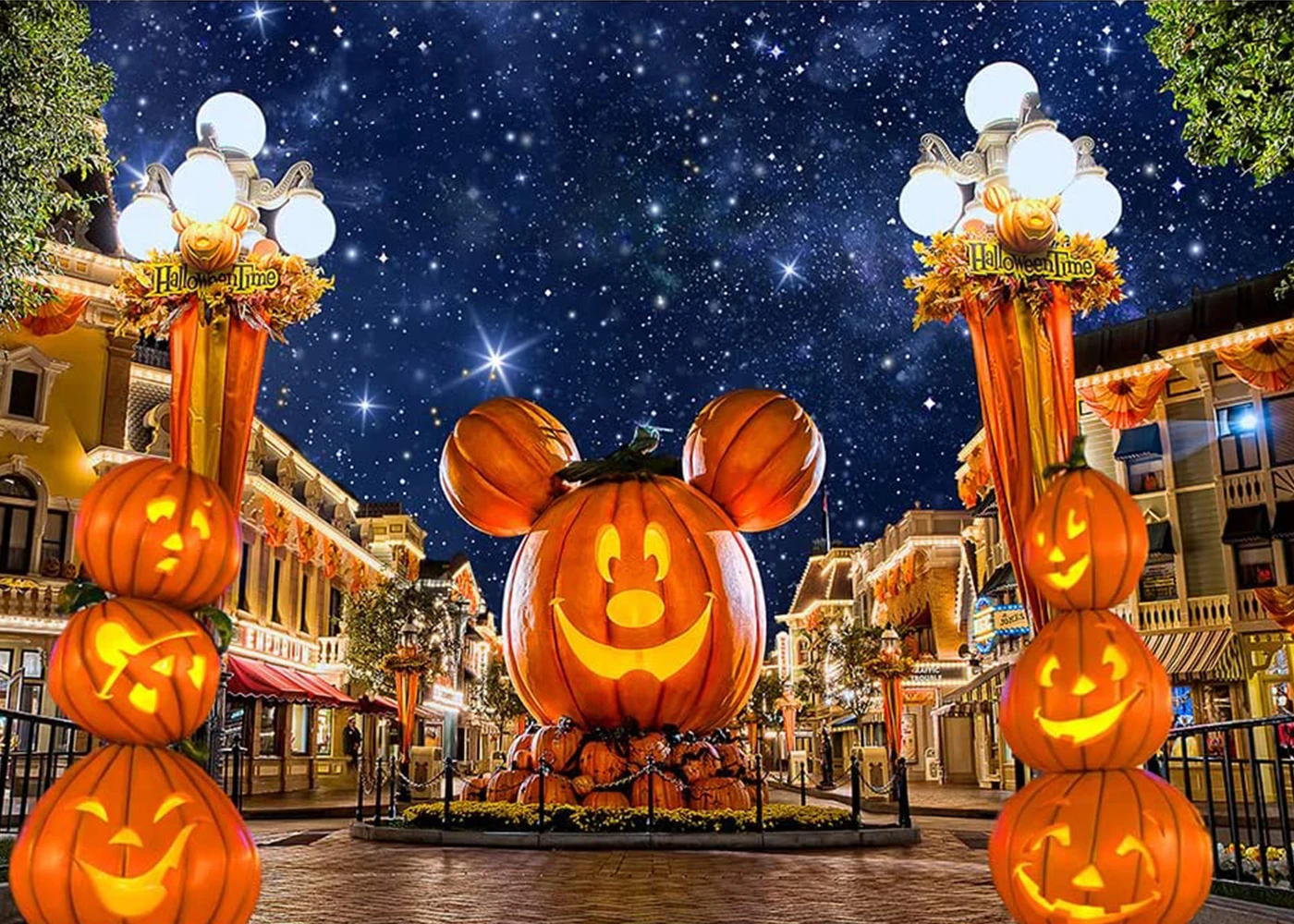 هالوين التصوير خلفية اليقطين رئيس كابوس القلعة الزرقاء ليلة الشارع خلفية الديكور حفلة استوديو الصور الدعائم