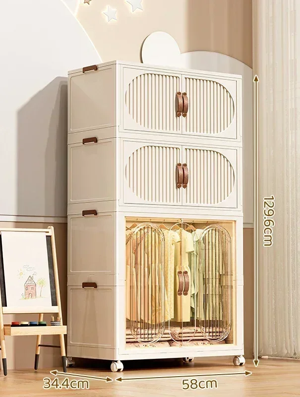Free Installation Folding Wardrobe Large Capacity Baby Clothes Closet Cabinet Partition Organizer Bin Children'S Home Locker