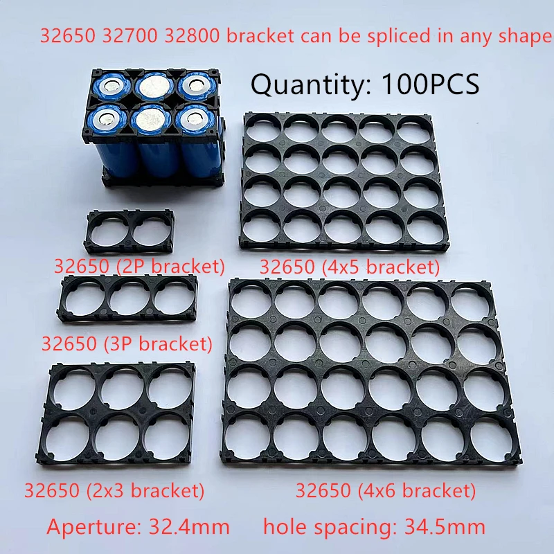 100PCS 32650 Battery Holder 32650 Bracket Cell Safety Anti Vibration Plastic Brackets DIY 32650 32700 32800 Bracket