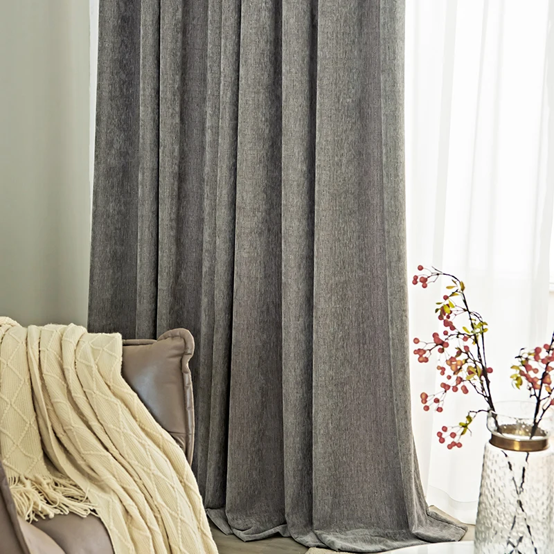 

New light luxury velveteen gray curtains children's room thickened warm blackout curtainsCurtains for Living dining room bedroom