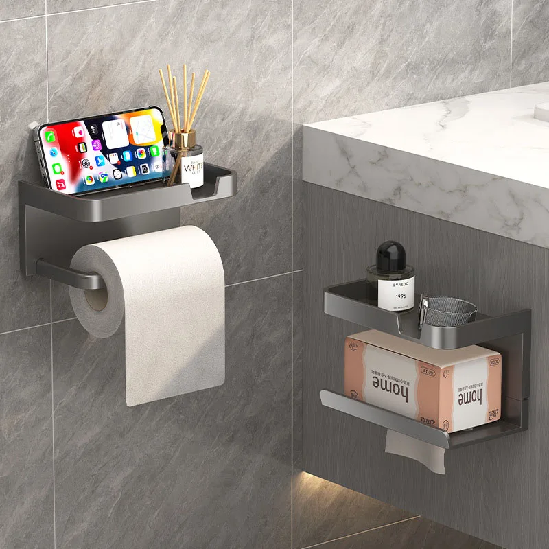 

Toilet wall mounted tissue holder no punching roll of paper and tissue storage rack roll paper holder toilet paper box