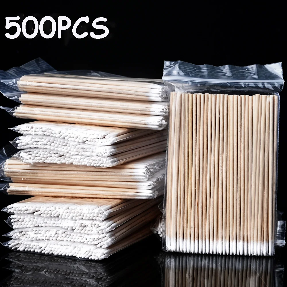 100/300/500 Pcs Nails Wood Cotton Swab Clean Sticks Nail Tips Detail Corrector Nail Polish Remover Multi-function Manicure Tools