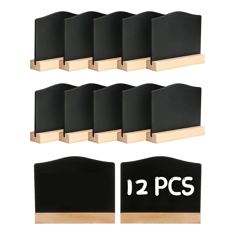 

12Pack Mini Chalkboard Signs Small Blackboard Message Tabletop Board With Stands 10X7.2Cm