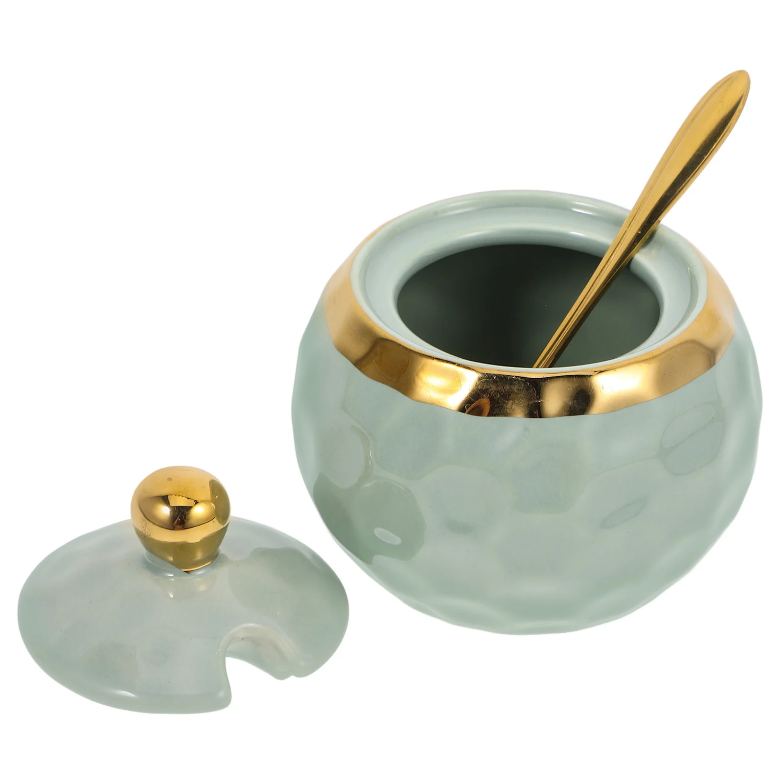 

1Set Ceramic Seasoning Jar Salt Sugar Chili Storage Jar with Spoon Lid Kitchen Spice Pot Sugar Containers for Cafe