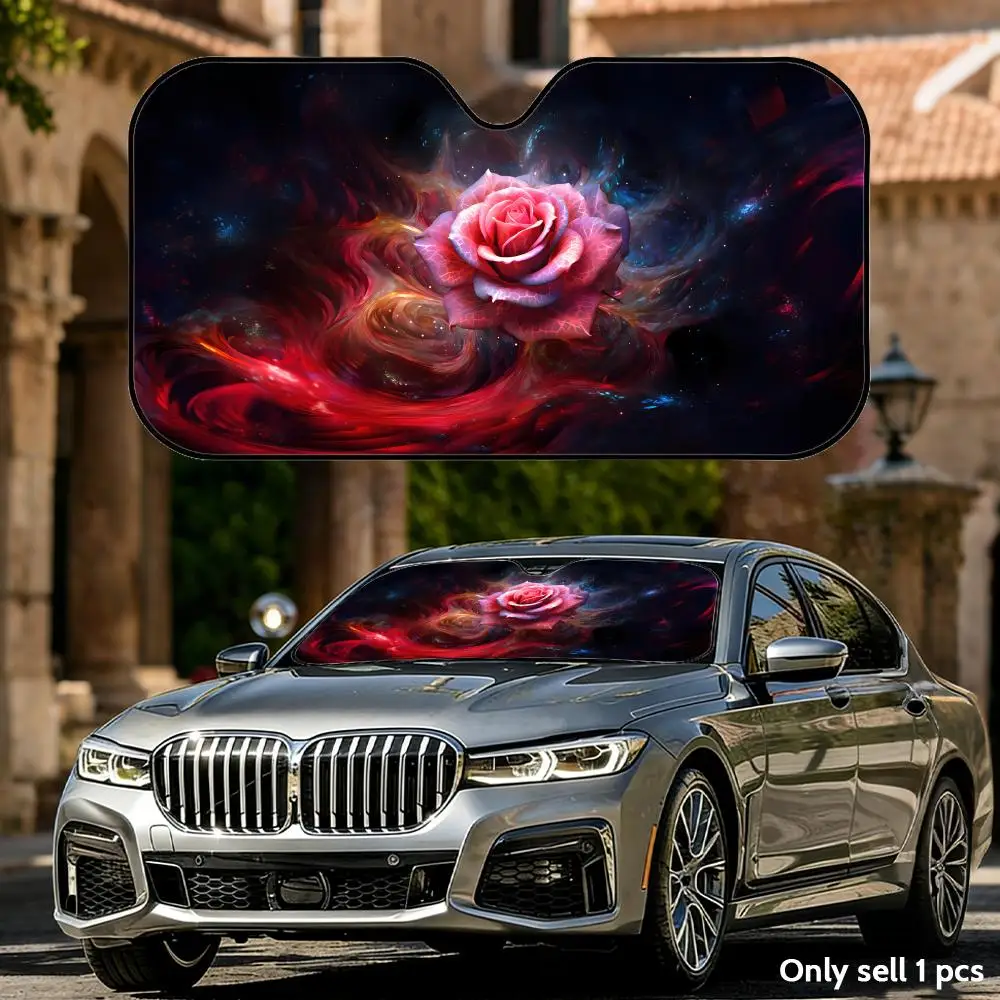 

Red Rose Sun Visor Foldable Universal Car Windshield Sun Shade UV Protection Heat Insulation Foldable Cover